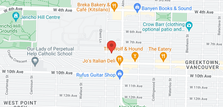 map of 106 3788 W 8TH AVENUE